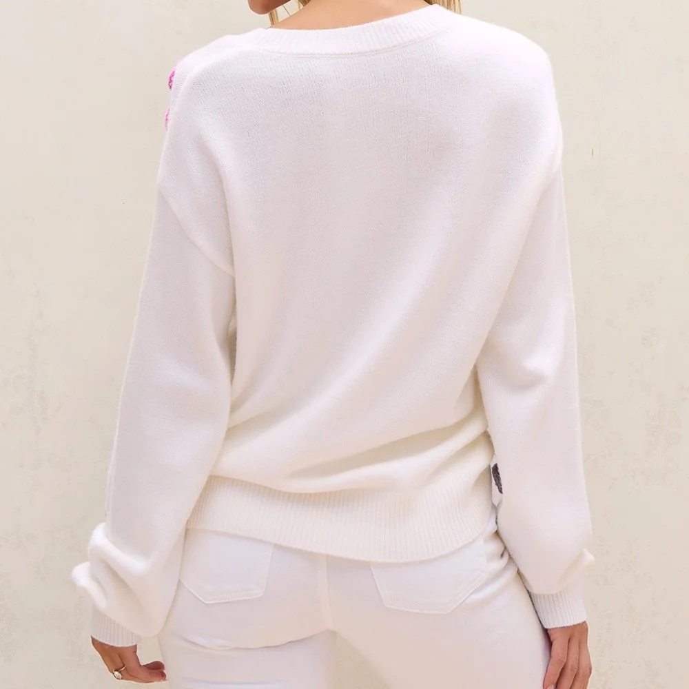 Petal Path Knit Sweater - Pink